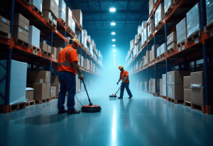 Pennsylvania warehouse with organized shelves after cleaning services
